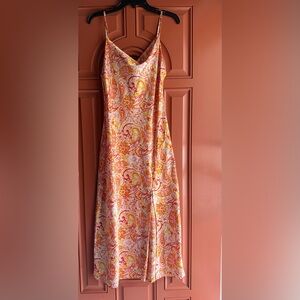 Paper Heart Orange Paisley Satin Maxi Slip Dress